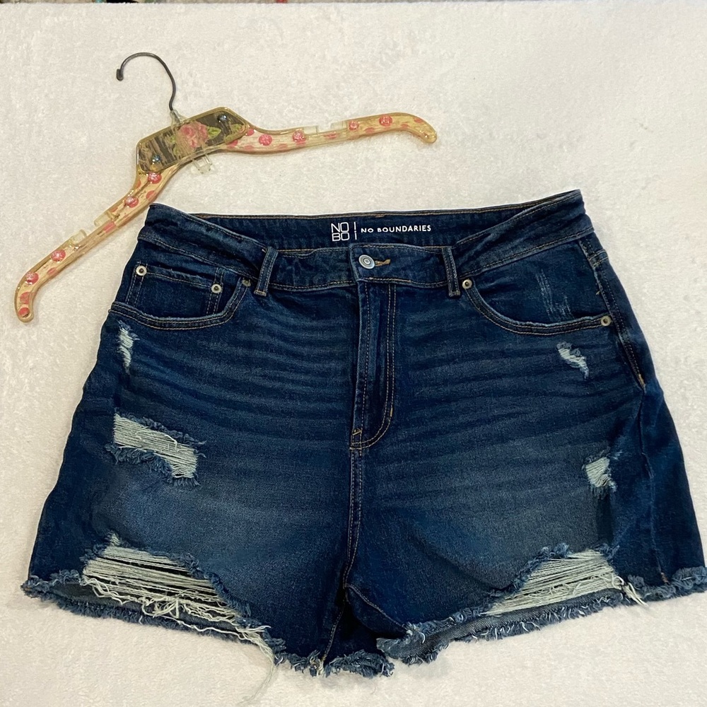 No Boundaries Midnight Blue Ripped Jean Shorts